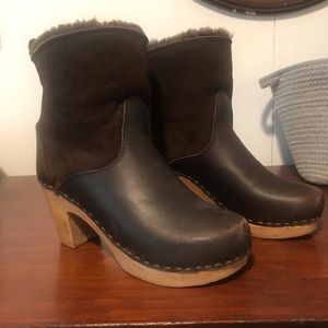 No. 6 Clog Boots, High Heel, Brown